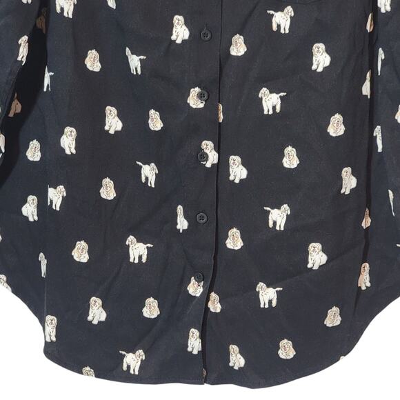 Torrid Lizzie Dog Button Up Black Shirt Long Sleeve Casual Workwear Size 00/10 - Picture 6 of 15